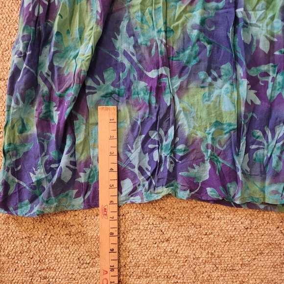 Vintage Daily Planet Dress Rayon Tie Dye Blue Green Buttons Sleeveless - Picture 9 of 9